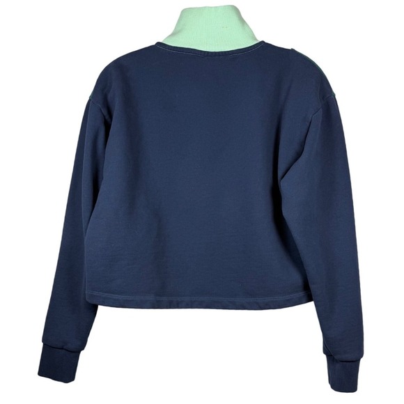 OUTDOOR VOICES Women's 100% Cotton Cropped 1/2 Zip Colorblock Sweatshirt, Size M - Picture 3 of 8